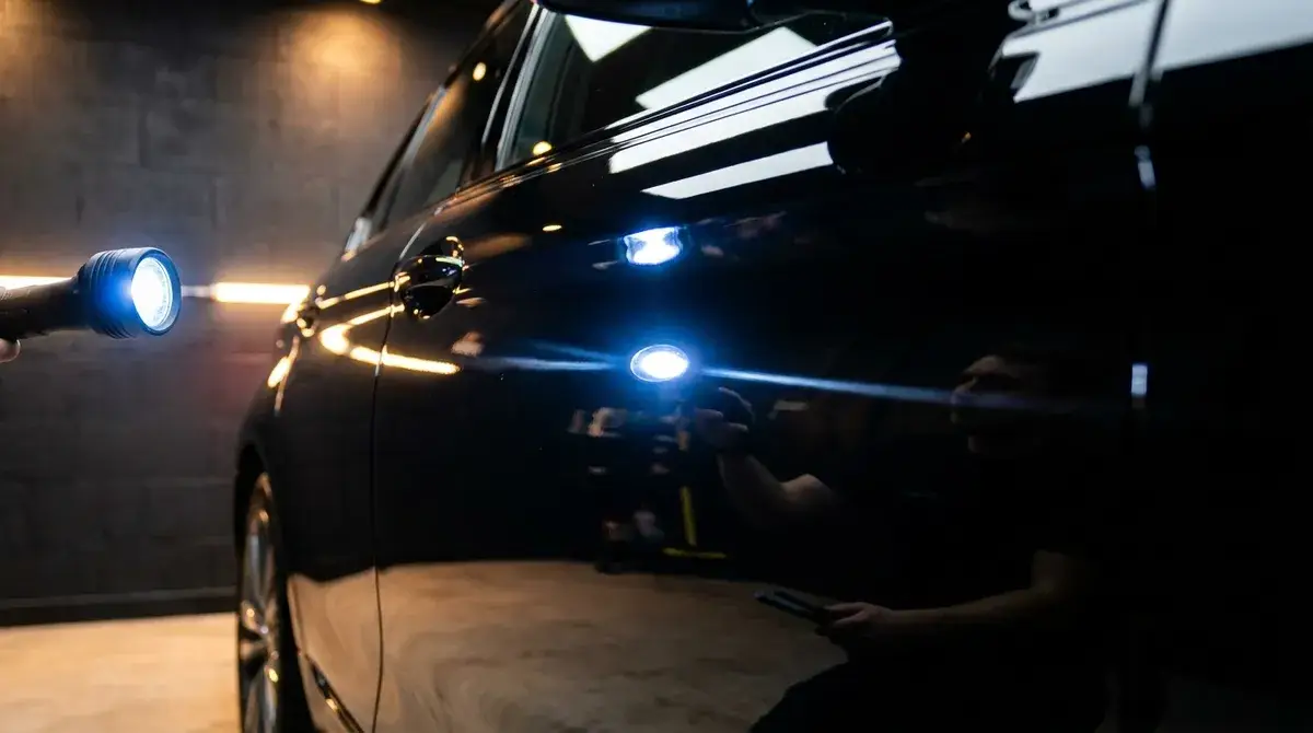 Paint correction Fort Worth, polisher restoring gloss on car paint